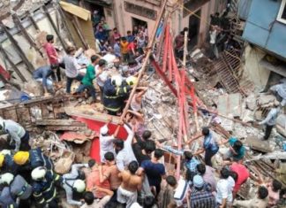 डोंगरी, मुंबई इमारत दुर्घटना बचावकार्य थांबवलं.